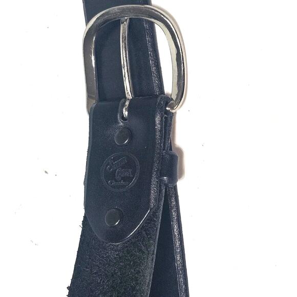 Silver Creek Collection Black Leather Belt 38 Solud Pattern USA - Picture 3 of 11